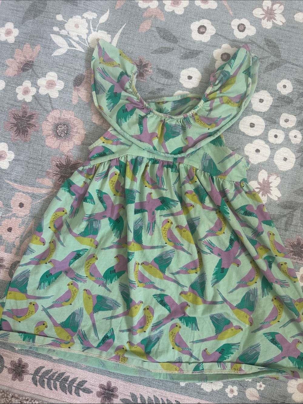 Tea Collection Mint Green Bird Print Ruffle Dress
